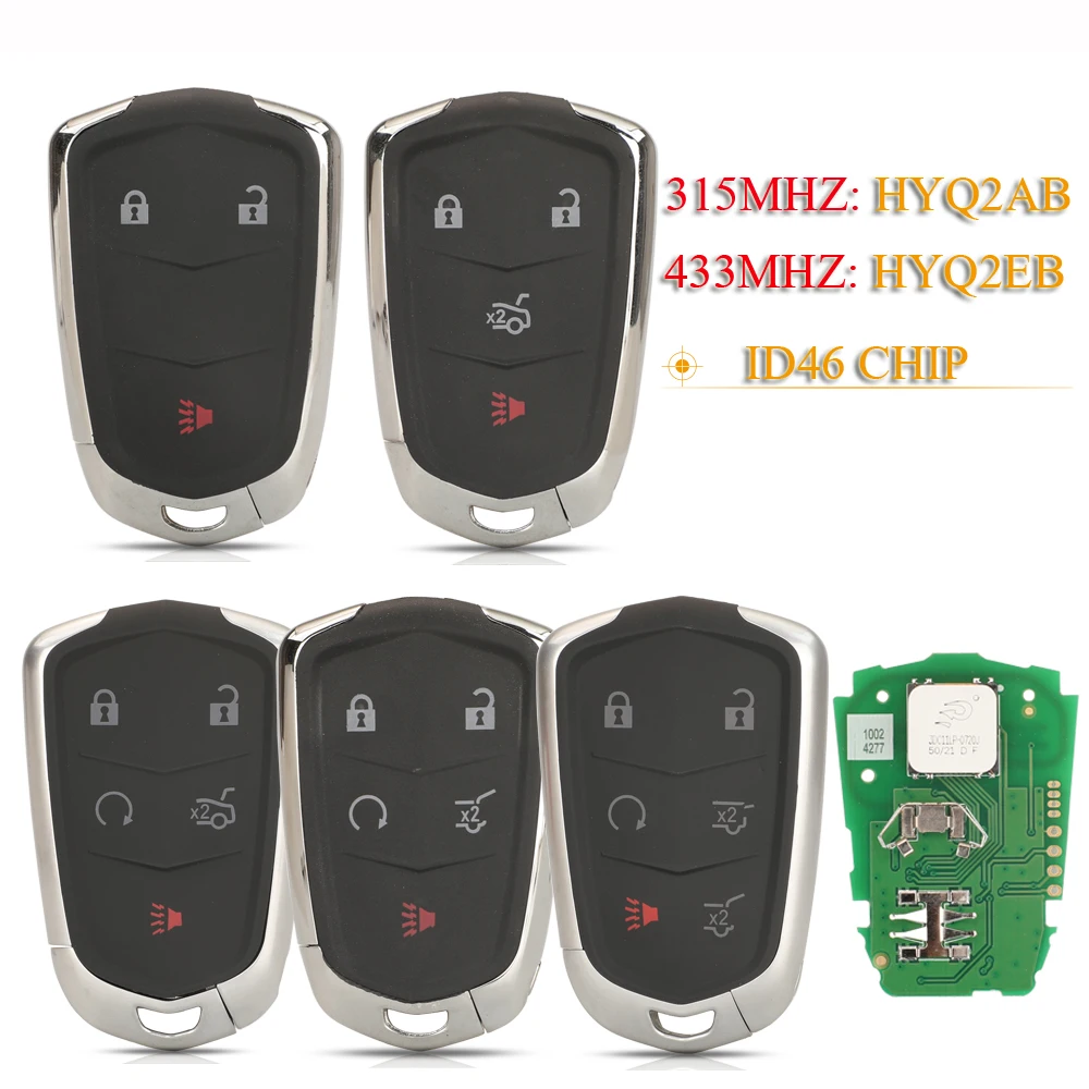 

jingyuqin Smart Remote Car Key 315/433Mhz ID46 Chip HYQ2EB/HYQ2AB For Cadillac ESCALADE /ESCALADE ESV XTS CTS CT6 ATS 2015-2019