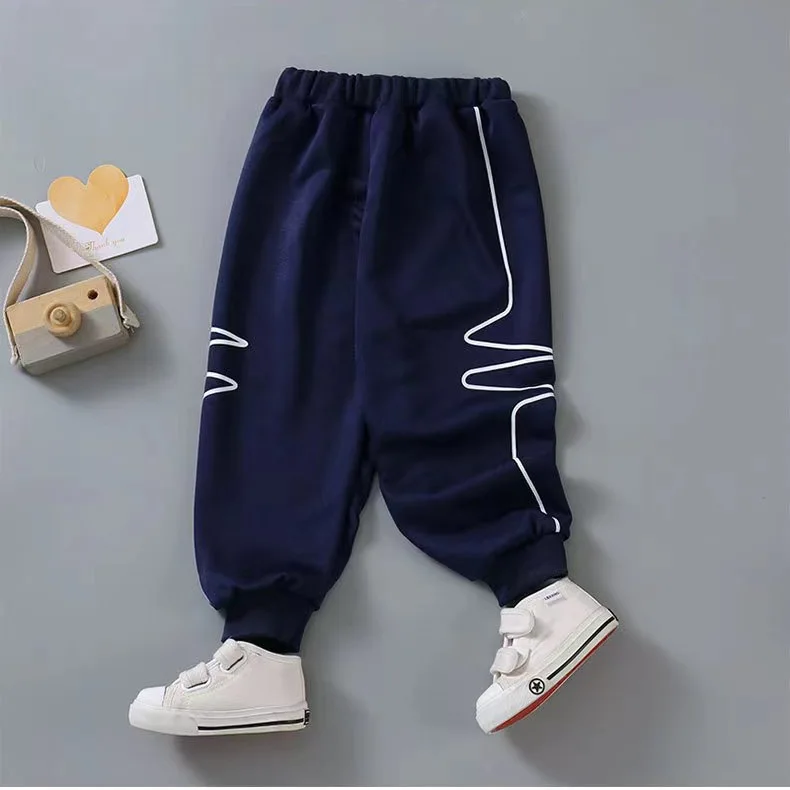

Children's Clothing Autumn New 2025 Children's Trousers Printed Curved Striped Sweatpants