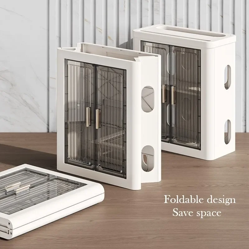Foldable WiFi Router Storage Box With door Creative Power Cord Arrangement Box Wireless Router Organizer Cord Charger Storage