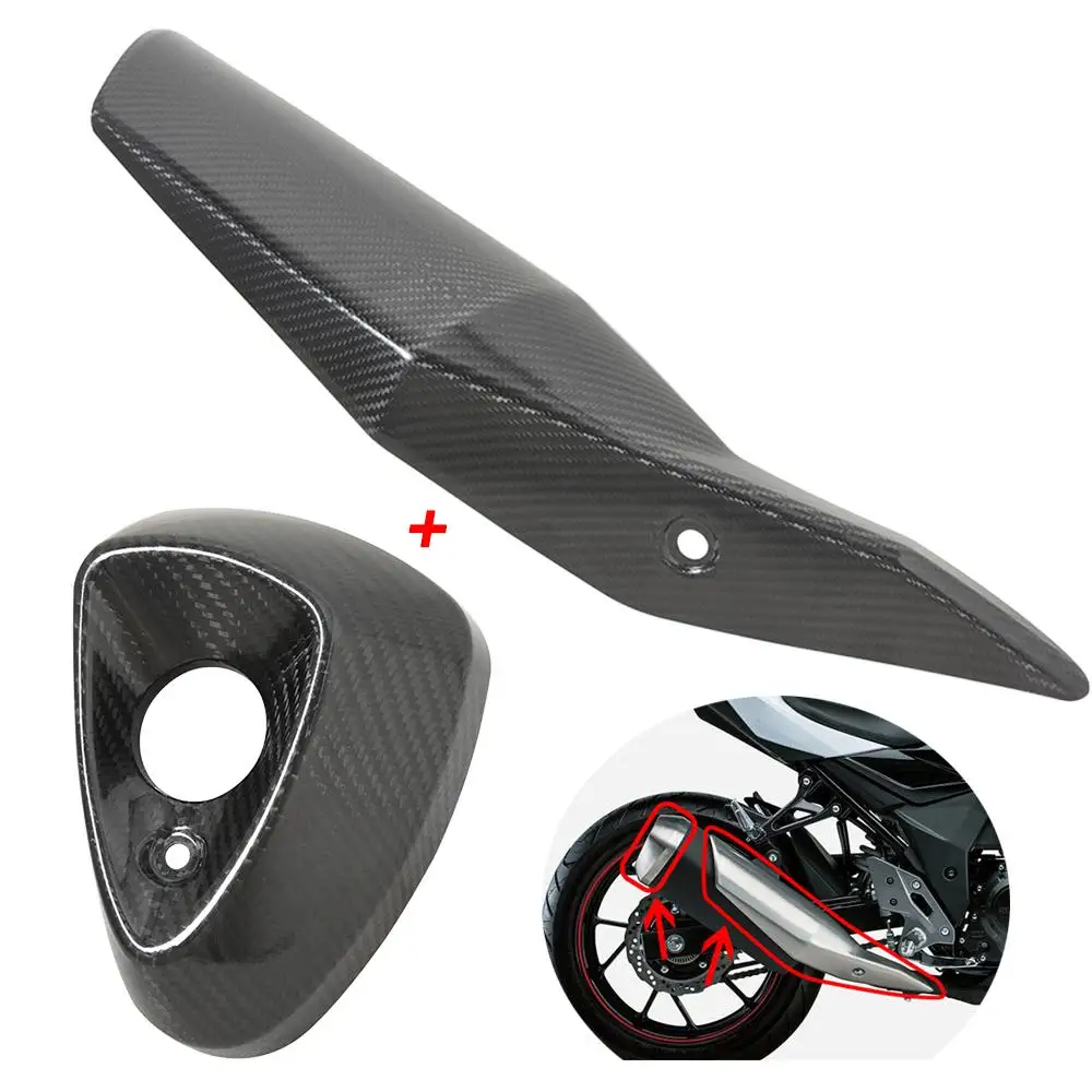 

Motorcycl Exhaust Pipe Protector Heat Shield Carbon Fiber Cover Guard Anti-Scalding Cover Black For SUZUKI GSX250R Any Year