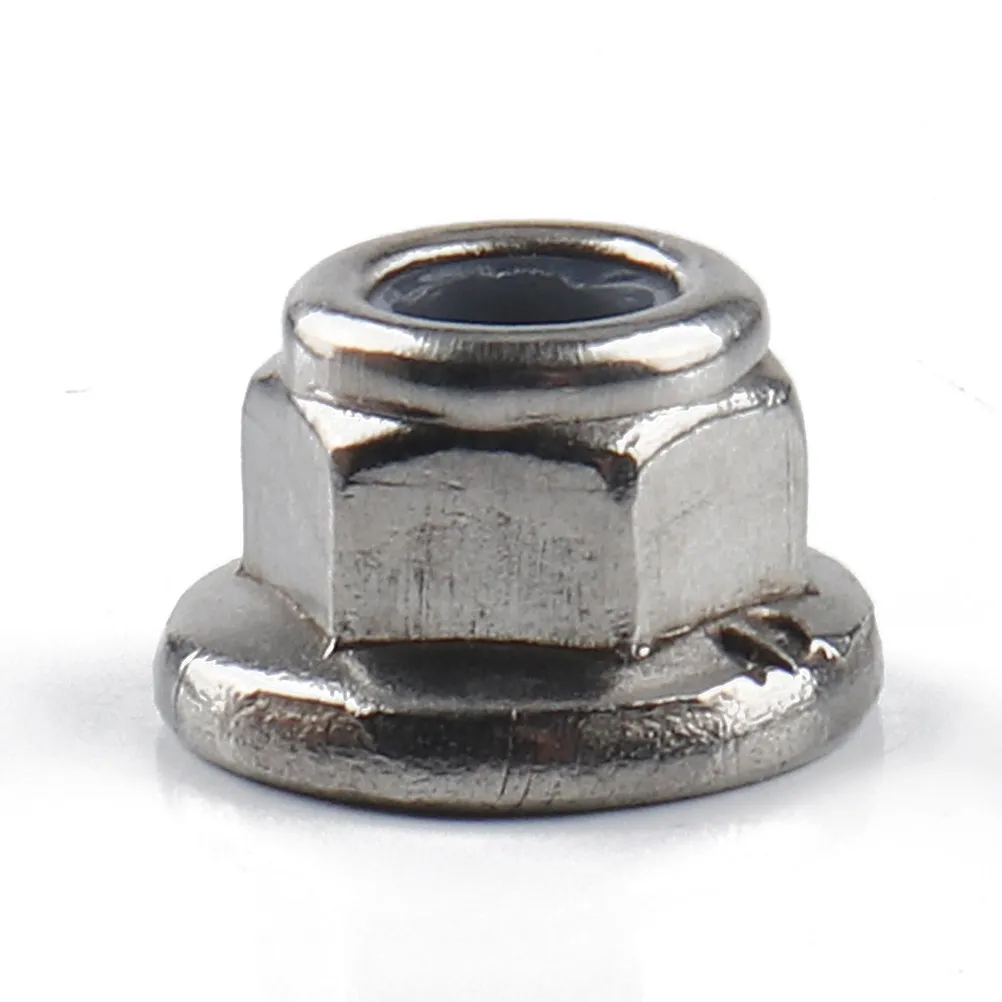 10Pcs Flange Locknut Stainless Steel Self-Locking Nylon Insert Flange Nut Serrated Base Eliminates Washer Auto Industrial