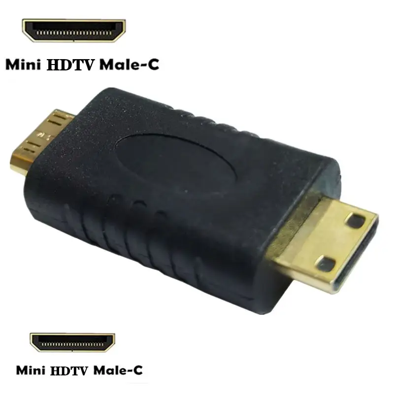 Mini adaptador compatível com HDMI, interface masculina e feminina, tipo C, tipo D