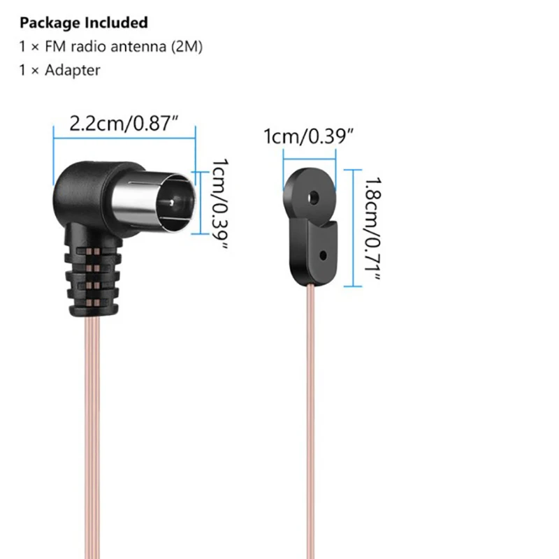 Antena FM 75 Ohm tipo F enchufe macho para receptor de señal estéreo de Radio doméstica aérea