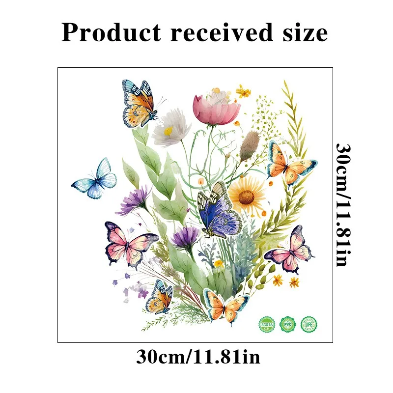 녹색 식물 잎 꽃 세계 나비 변기 스티커, 변기 뚜껑 스티커, 욕실 벽 스티커, 변기 커버 장식, DIY