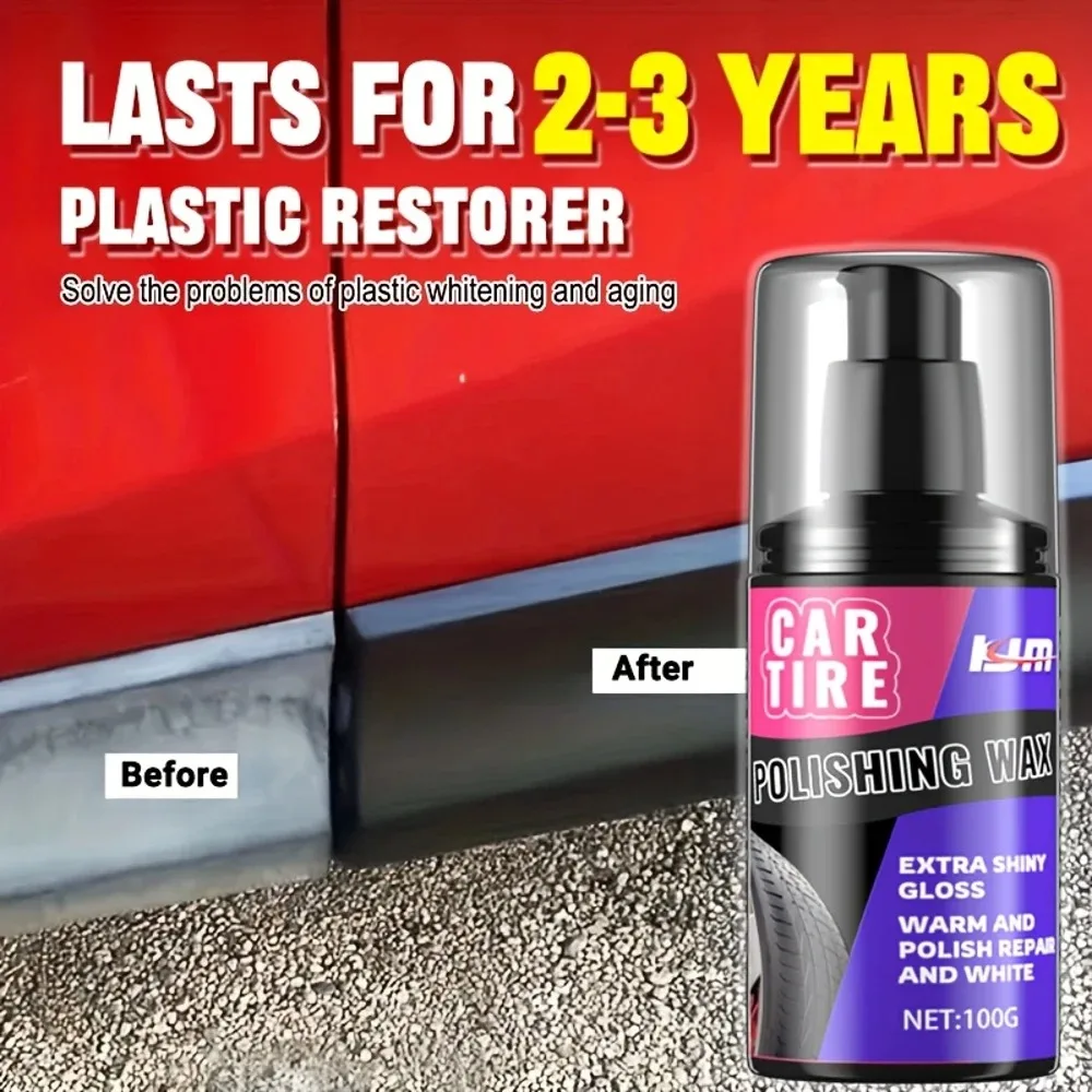 Crema restaurador de plástico y neumáticos negra: evita grietas, restaura el brillo, protección UV para neumáticos de automóviles, bicicletas y motocicletas y pla