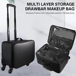 Black PU Cosmetic Brush Storage Bag Waist Bag for Women Hair Stylist Makeup Holder Multifunctional Trolley Case Artist