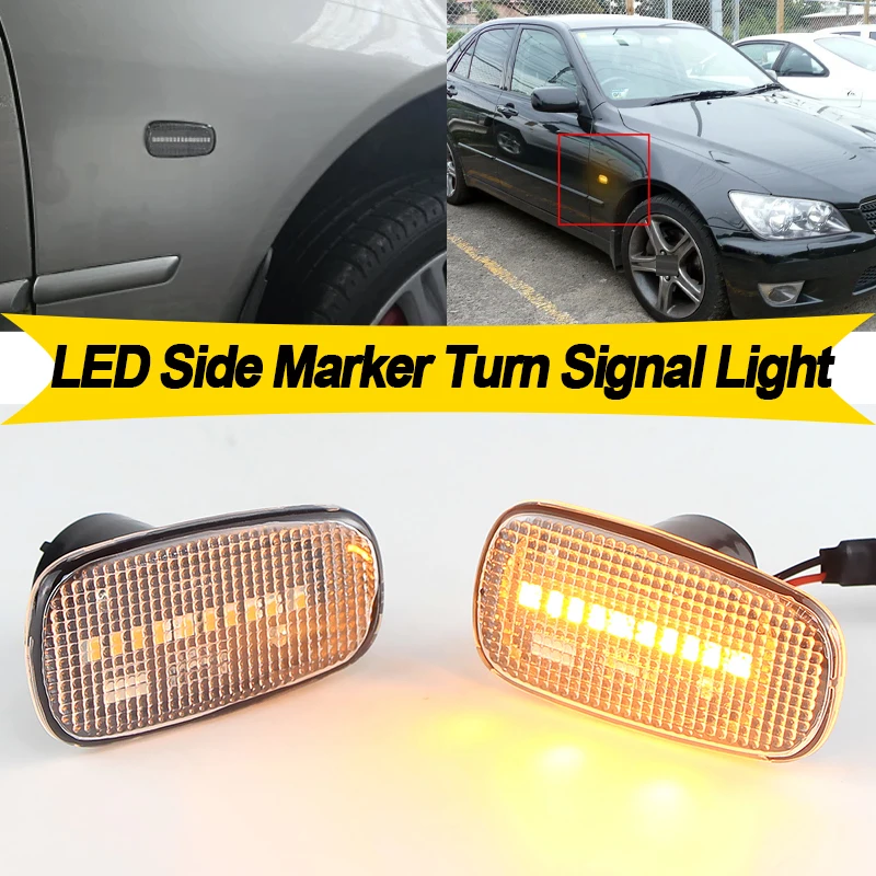 2PCS For Toyota Altezza Wish Land Cruiser Prado 120 WiLL Cypha VS Prius 2 RAV4 Prius mk2 LED Side Marker Turn Signal Light
