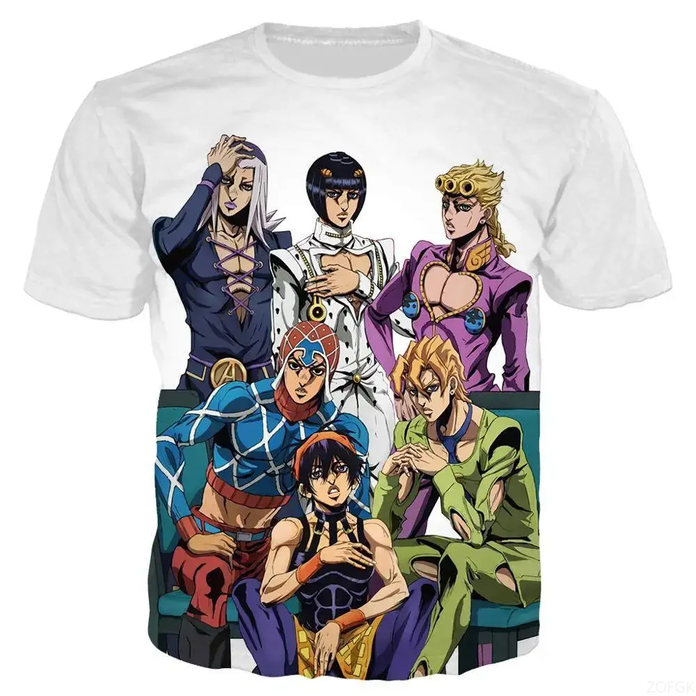 

3D Fashion Anime JOJO Strange Adventure Printed Short Sleeve Loose Casual Round Neck Men's T-shirt