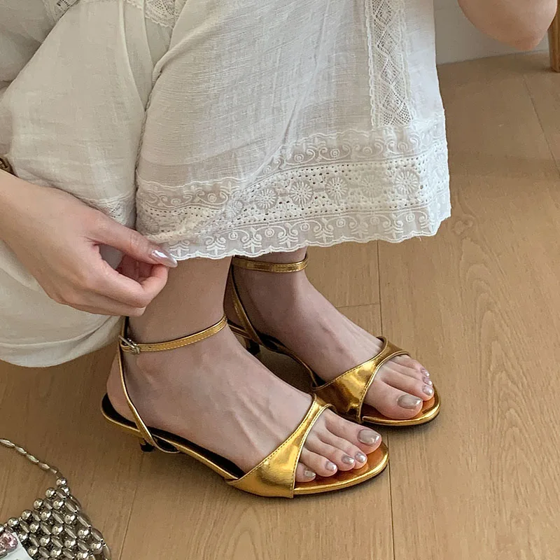 New 2026 Summer Women Low Heel Sandals Elegant Female Ankle Strap Footwear Fashion Peep Toe Dress Ladies Heeled Sandals Shoes - view 6