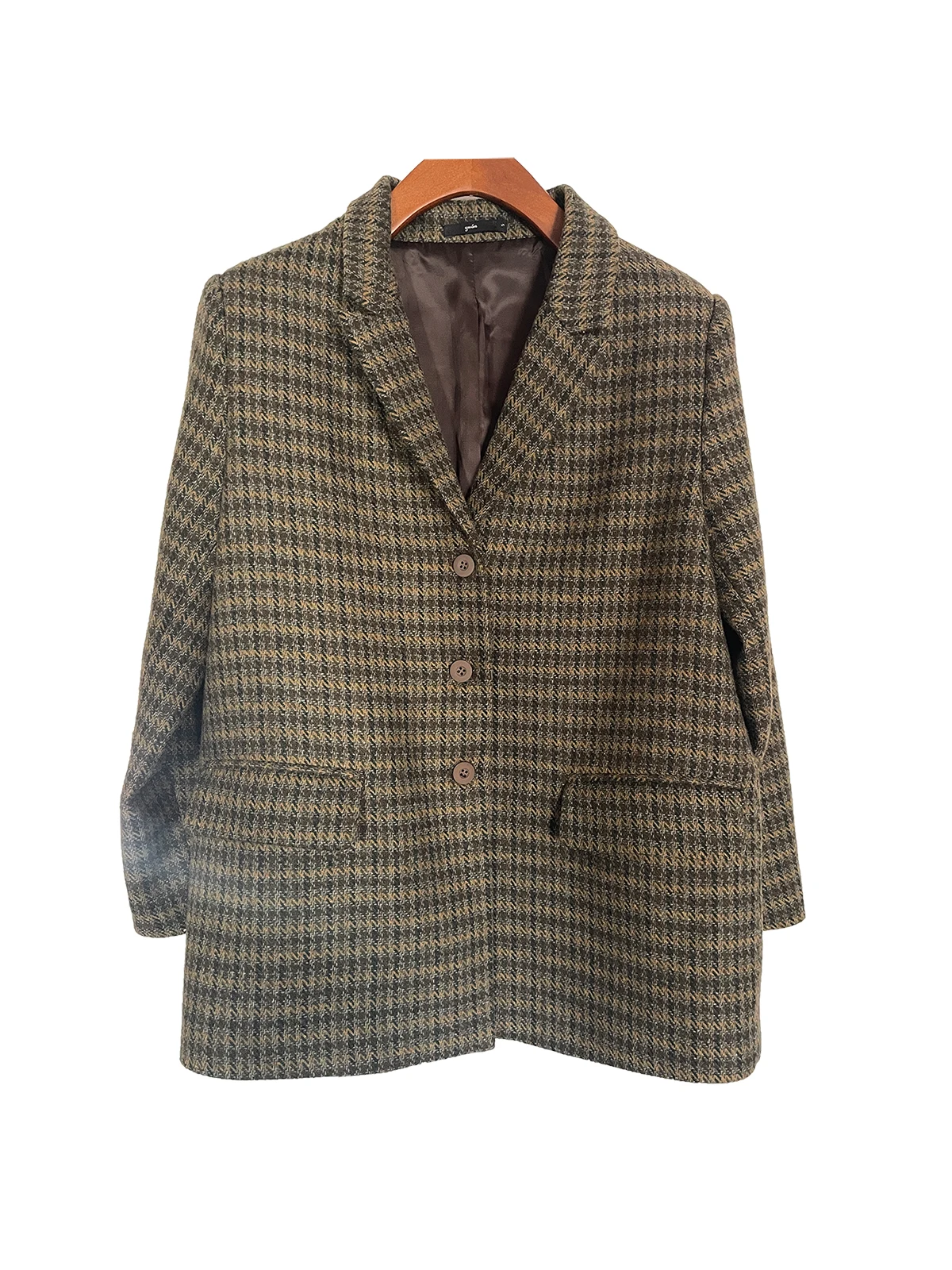 

Осенне-зимний женский шерстяной костюм: пиджак с узором, приталенный, с длинным рукавом, классический воротник, верхняя одежда T2