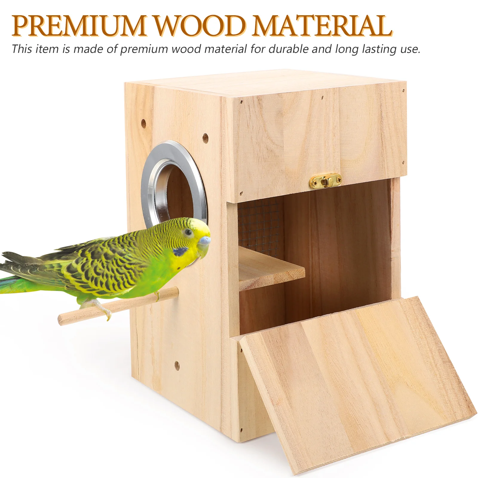 

Wooden Bird Breeding Box Comfortable Safe House for Canary Parrot Lark Small Birds Cage Accessories Nesting Home Rest Play