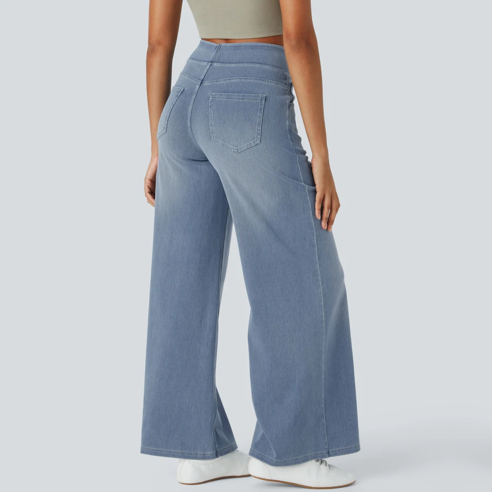 

Shascullfites Women's High Waist Light Blue Summer Baggy Jeans Thin Wide Casual Jeans with Pockets