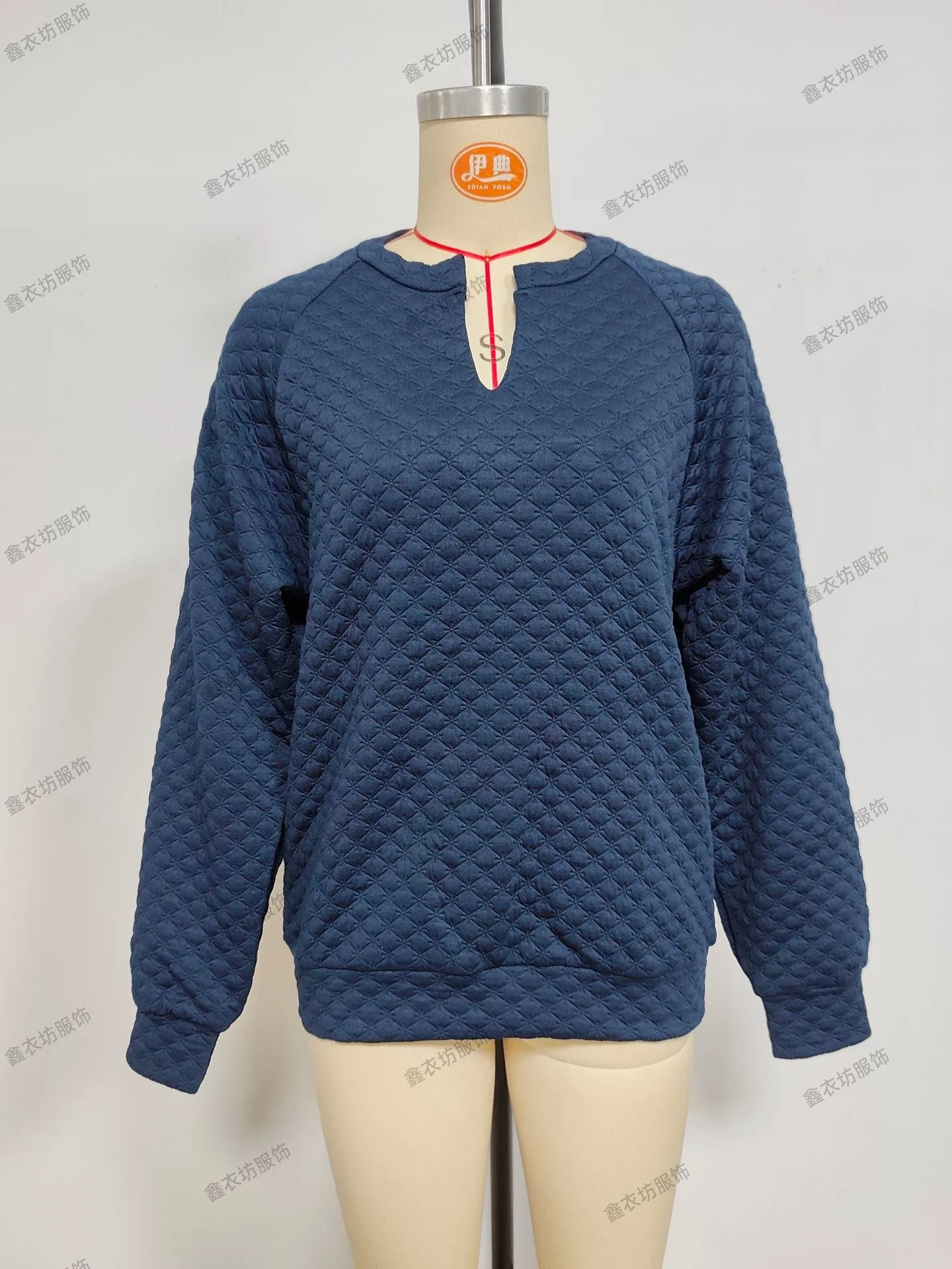 Casual Patchwork Slim Fit Hoodie with Regular Sleeve Elegant Commuter Mid Length Pullover Autumn Long Sleeve V Neck Women Hoodie