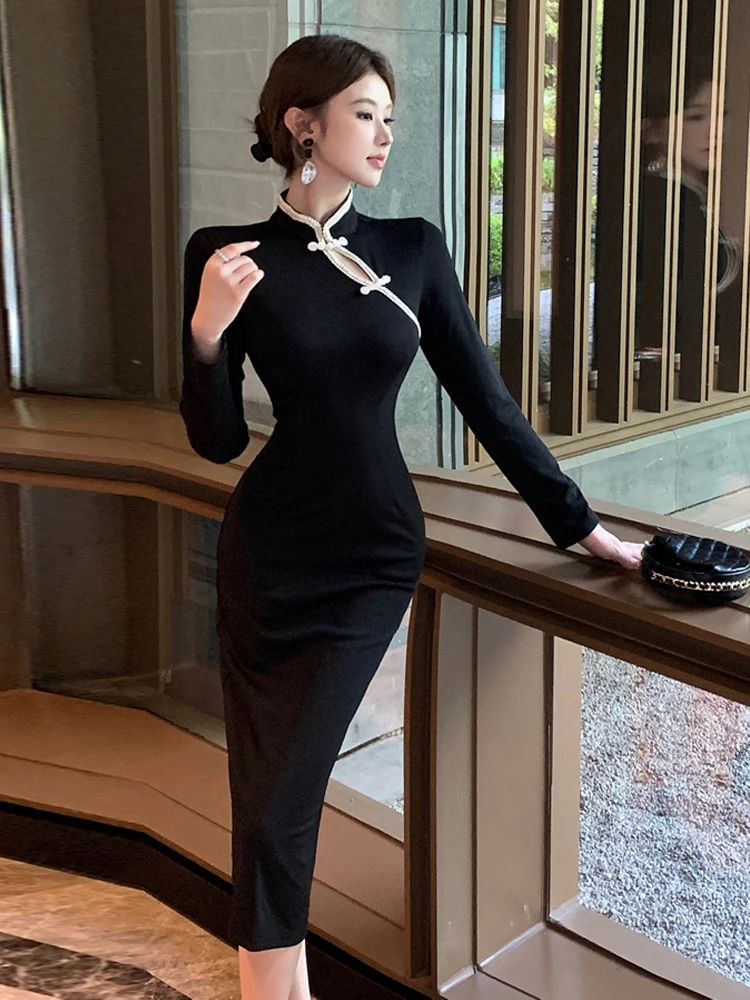 

Ele Сексуальная облегающая юбка с завязками на талии в стиле ретро в китайском стиле Qipao Dr Long Sve Облегающая юбка с запахом вокруг Neline Date Dr