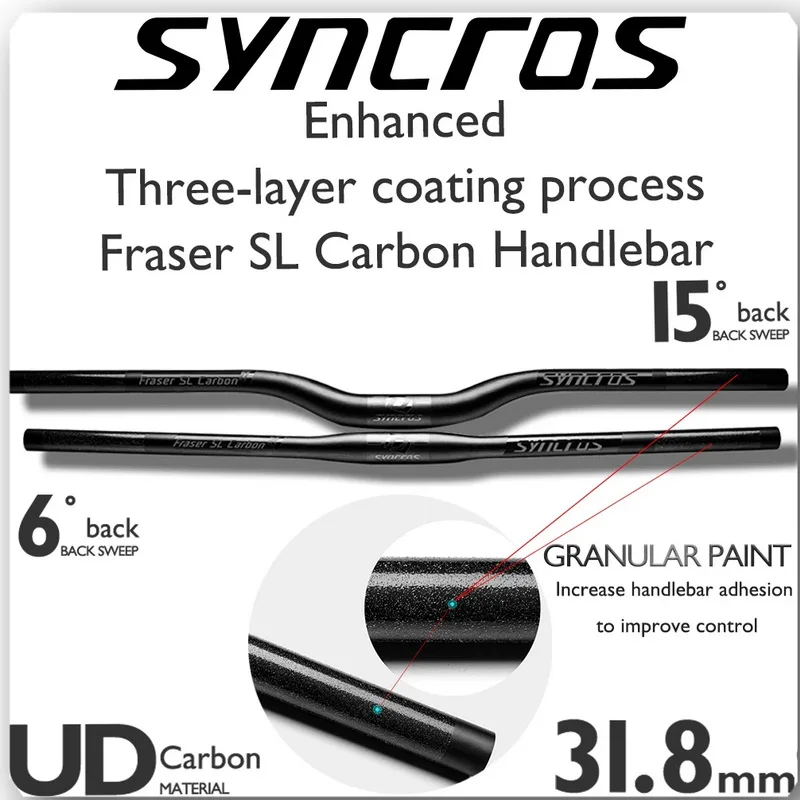 SYNCROS nero Full Carbon manubrio Fraser SL Mountain Bicycle MTB Bike manubrio/Flat/Rise Clamp 31.8 mm660-740mm sweep