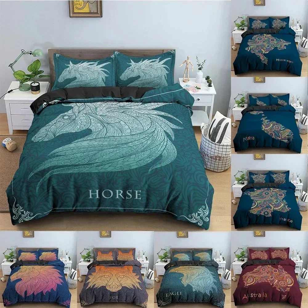 

Horse Duvet Cover Set Animal Pattern Comforter Cover Bedding Set Personality Quilt Cover With Pillowcase Queen King Bedclothes