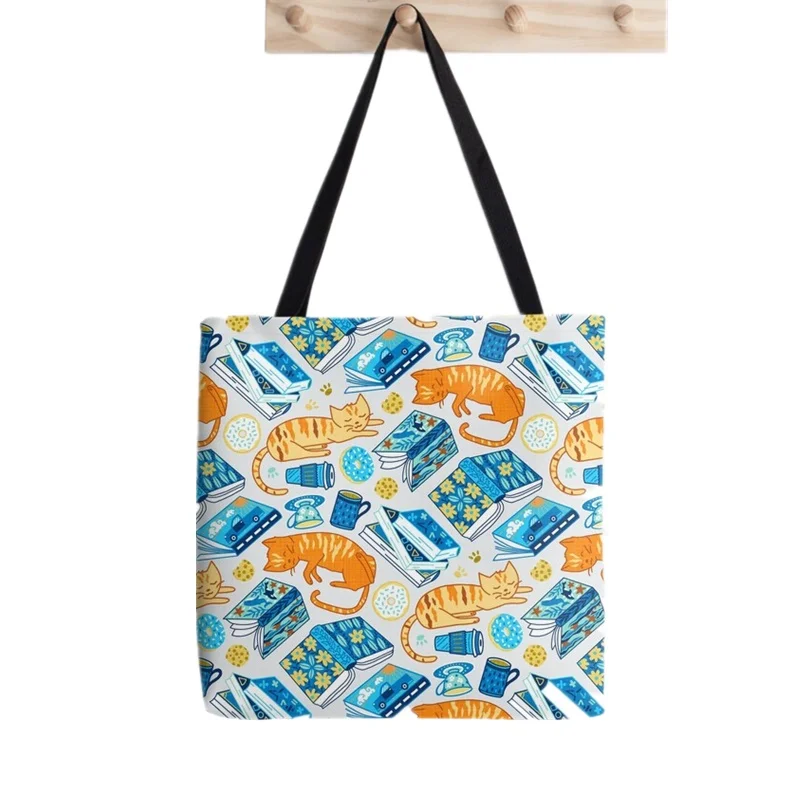 Women Shopper bag Library cats Wars Kawaii Bag Harajuku Shopping Canvas Shopper Bag girl handbag Tote Shoulder Lady Bag