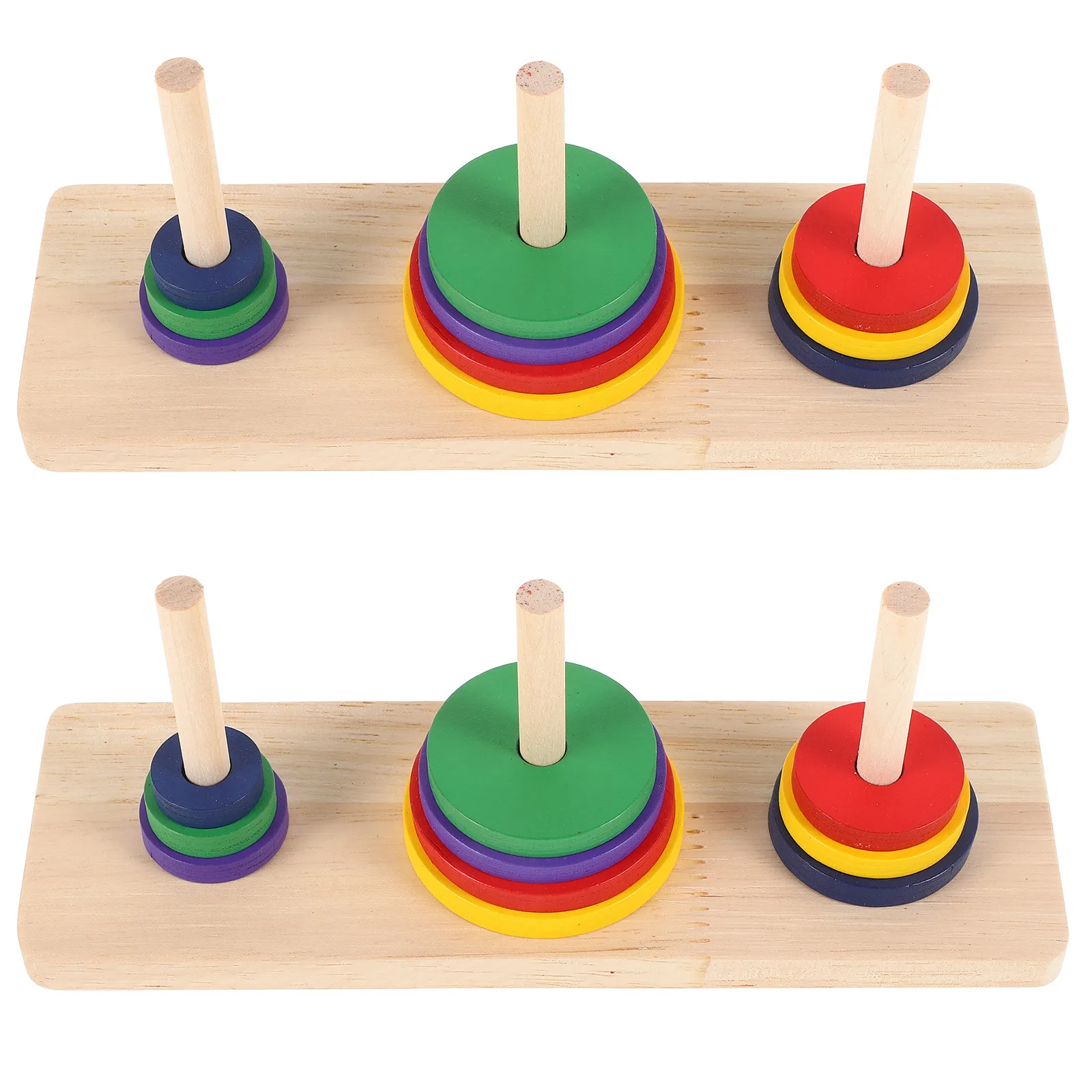 

2Pcs Wooden Towers of Hanoi Puzzle Intellectual Brain Teaser Game Enhances Creativity Imagination Logic Problem Solving for Ages