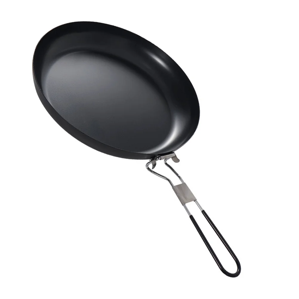 

Outdoor Folding Non-stick Pan 9 Inch Skillet Cast Iron BBQ Tools Frying Cookware Flat Grilling Stove Kitchen Gadgets