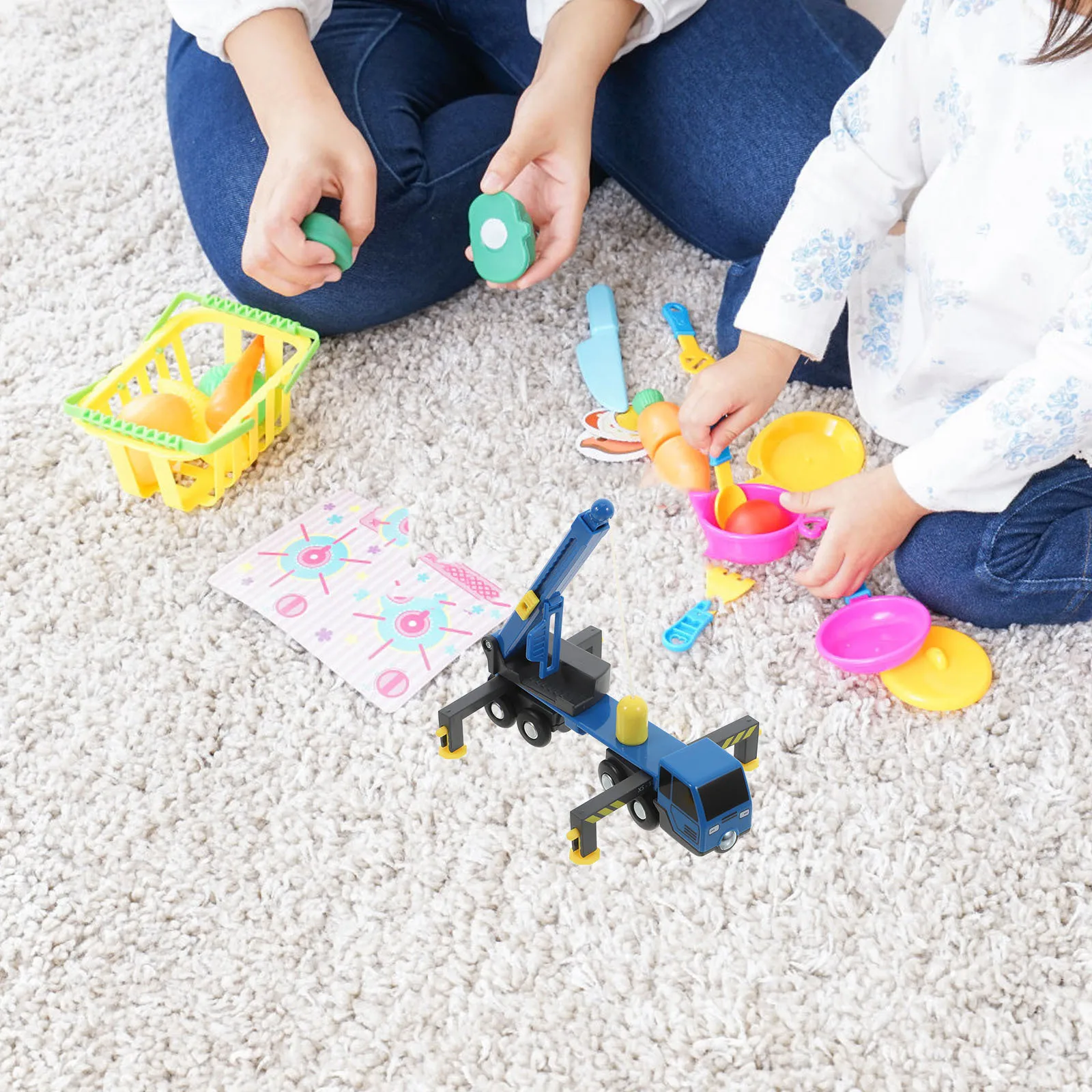 

Plastic Big Crane Truck 360° Rotating Telescopic Crane Engineering Vehicle For Kids Mini Lifter With Retractable Legs