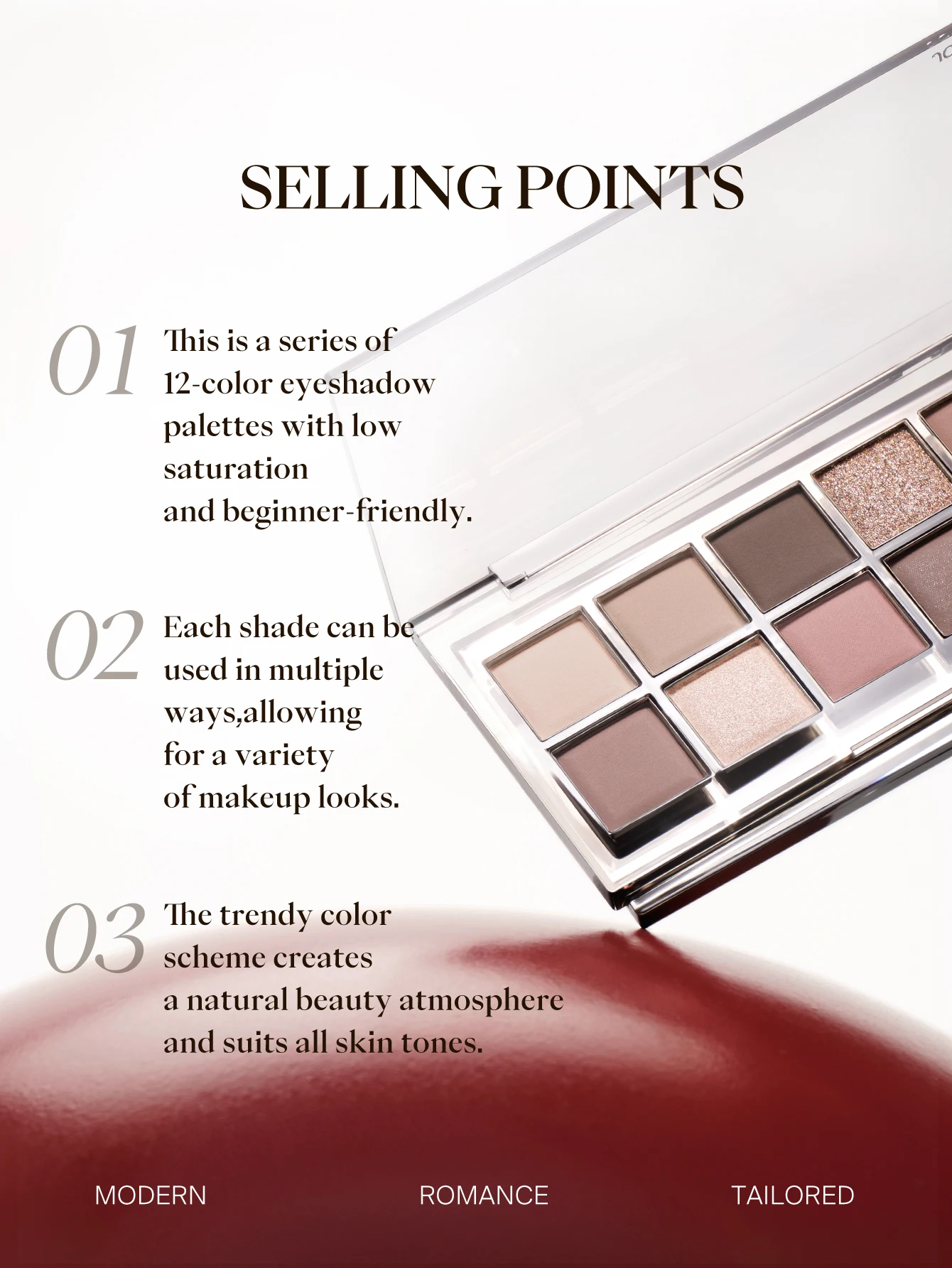 JOOCYEE Twelve-color Eyeshadow Disc Daily Light Makeup Earth Color Multi-functional Integrated Eyeshadow