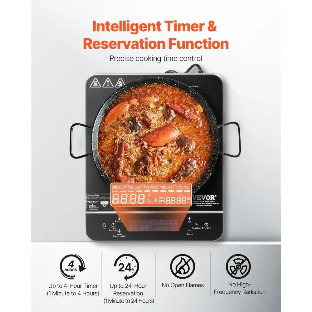Portable 1500W Induction Cooktop 9 Temp Levels Countertop