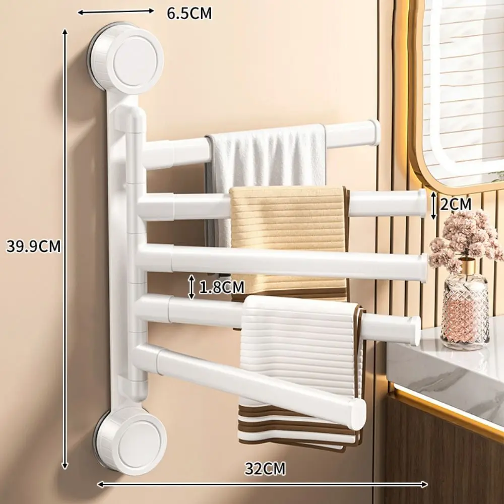 

Rotating Suction Cup Towel Rack Wall-mounted Multi-bar Swivel Towel Bar Space Saving Large Load Bearing Hanging Towel Holder