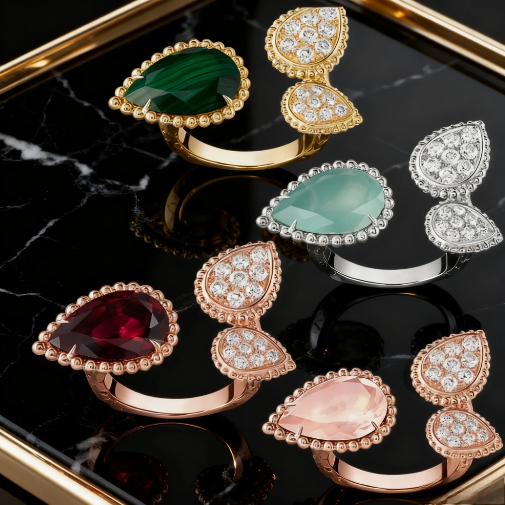 

Модная коллекция 2026, благородное элегантное открытое кольцо из нефрита с каплями воды, классическое для вечеринок, рабочего места, идеальный подарок на день рождения