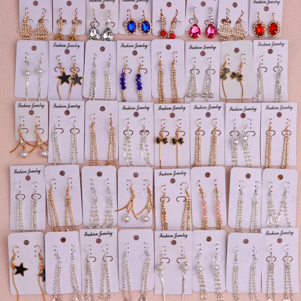 30pairs/Lot Cute Fashion Rhinestone Mixed Dangle Drop Earrings For Women Elegant Best Girlfriend Gift Party Jewelry Accessories