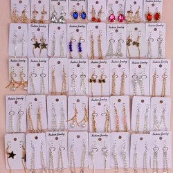 30pairs/Lot Cute Fashion Rhinestone Mixed Dangle Drop Earrings For Women Elegant Best Girlfriend Gift Party Jewelry Accessories