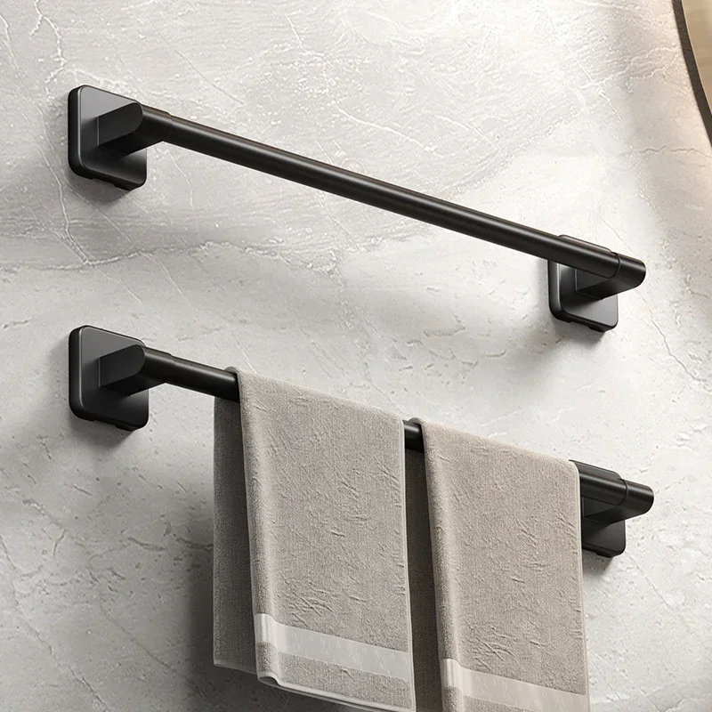 Bathroom Towel Holder White Without Drilling Bathroom Black Towel Rack Towel Bar Self-Adhesive Bathroom Towels Rack Towels Rail