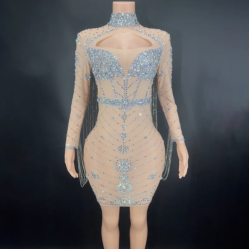 

Nocance Glittering Diamonds Minisilver Party Vestidos Fiesta De Lujo Vestido Dorado Entallado Birthday Dresses Luxury Rhinestone