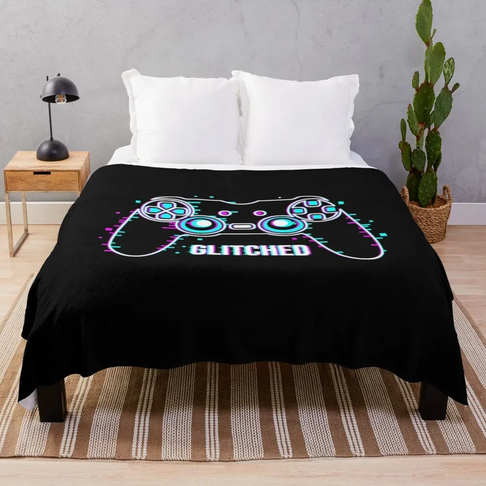 Video Game Controller - Glitched Throw Blanket Polar Soft Plaid Bed covers Blankets