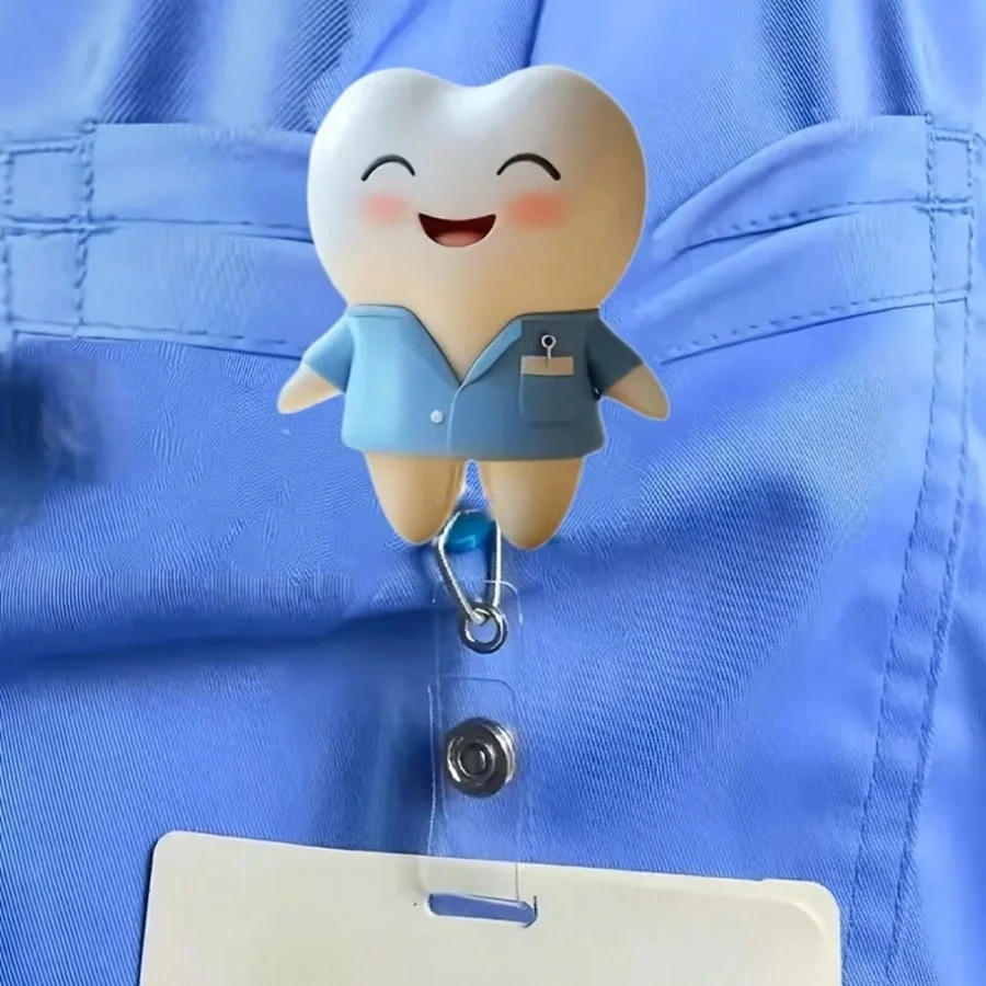 1pc Cute coffee girl Retractable Badge Reel – Acrylic ID Holder for Doctors, Nurses, RN, LPN, Healthcare Staff