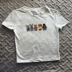 2000s Top Women Fashion Punk Emo Girls Aesthetics Letter Print Baby Tees Y2k Style Streetwear Short Sleeve Cute Vintage Crop Top