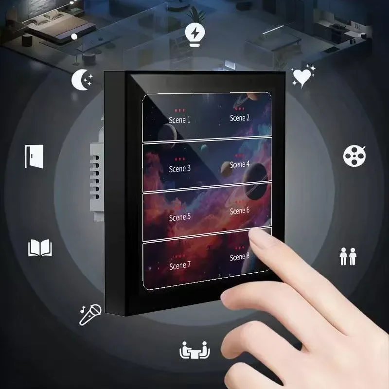 Tuya Smart Home Zigbee Multifunctional 4-Inch Smart Screen Super Smart Panel Lcd Full Screen European Standard Switch Ac100-220v