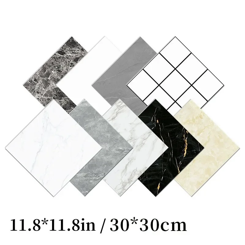30x30cm Imitation Marble Wall Stickers PVC Self-adhesive Floor Stickers Waterproof Bathroom Living Room Kitchen Decoration Decal