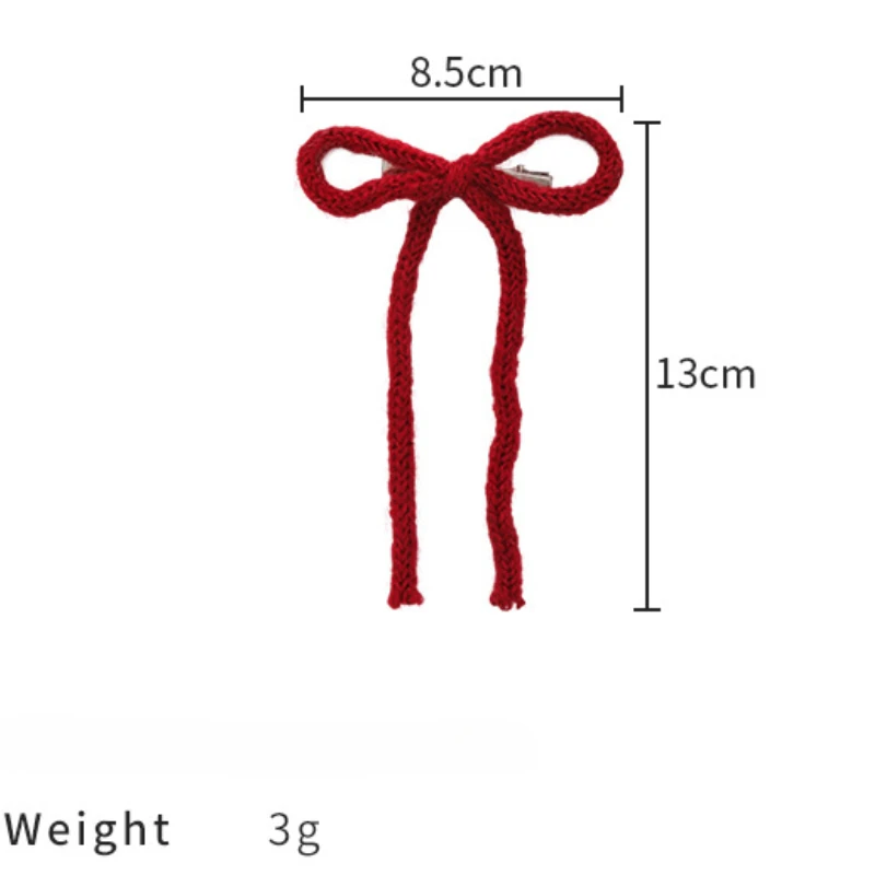 Red Bow Woolen Knitting Hair Clips Headband for Woman Girls Sweet HairPin Child Cute Barrettes Fashion New Year Hair Accessories