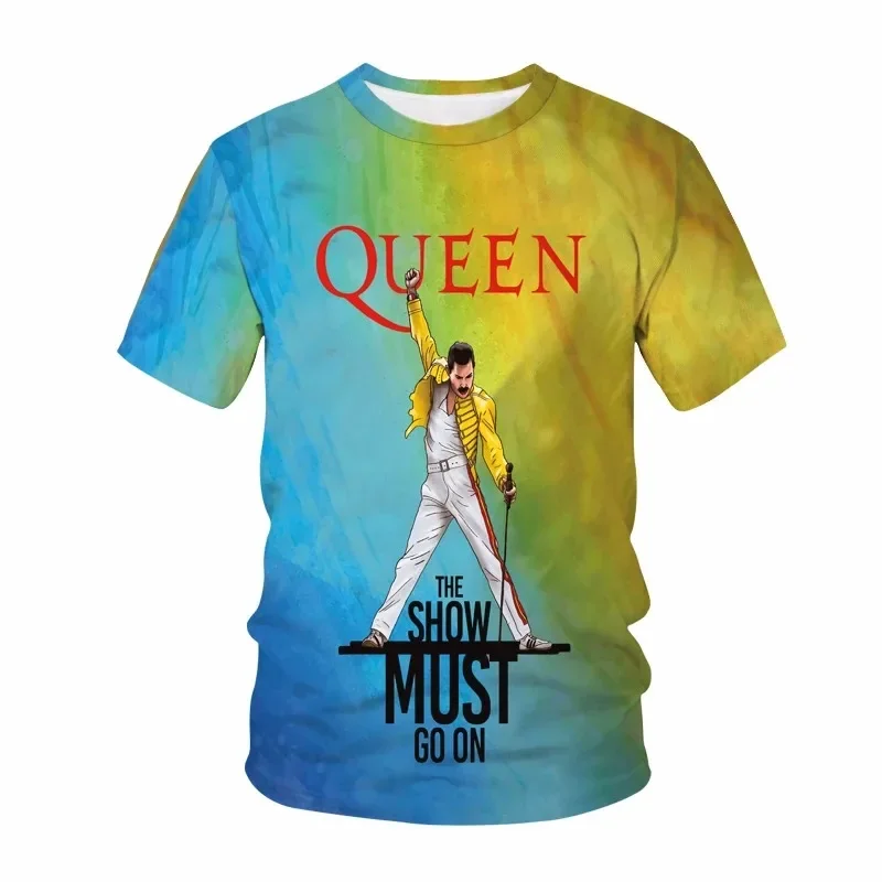 Freddie Mercury Queen MenT-shirts 3D Print Shirt Rock Gothic Retro Streetwear Summer Individualized hip-hop Oversized T-shirts