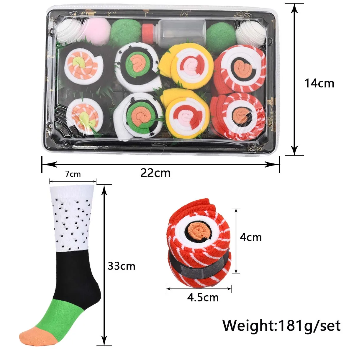 4 Pairs Food Sushi Cotton Socks Men\'s And Women\'s Interesting Socks Fashion All-match Socks Gift Box Packaging Student Gifts