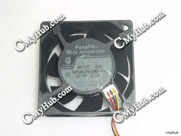 For Panaflo 4B17JT1-1BS FBA06A12H DC12V 0.22A 6025 6CM 60mm 60x60x25mm 3pin 3Wire Cooling Fan 4B17JT1-1BS FBA06A12H