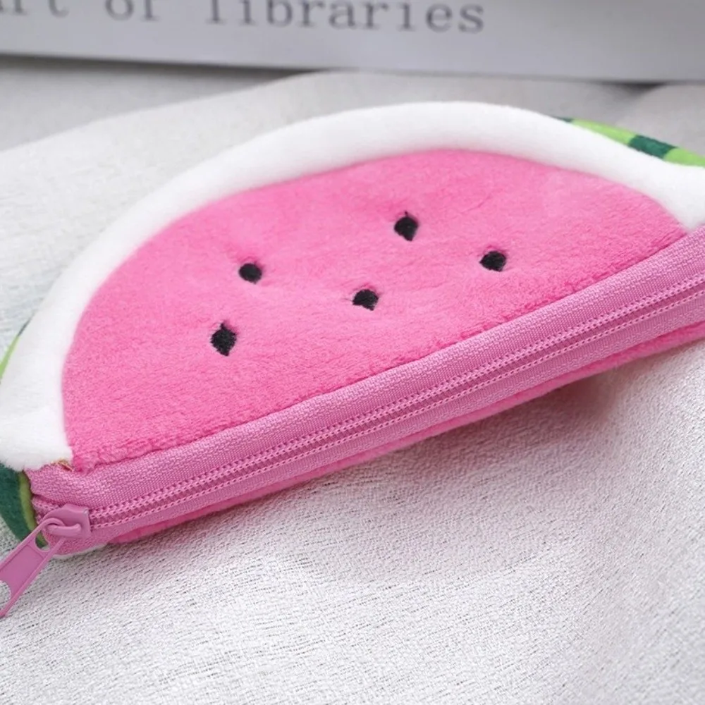 Gift Soft Watermelon Coin Purse Cute Keychain Charm Fruit Wallet Earphone Storage Zipper Cartoon Mini Card Bag Teens