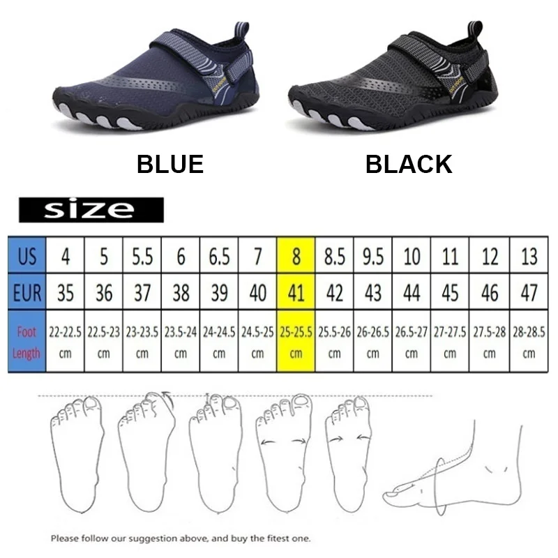 Unisex Quick-Dry Wading Shoes Men Outdoor Beach Sandals Women Aqua Shoes Plus Size Nonslip River Sea Swimming Diving Sneakers