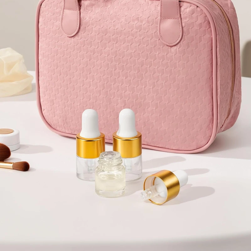4/5/10Pcs Mini Tropfflaschen Leere Glasflaschen Ätherisches Öl Aromatherapie Behälter Rose Gold Kappe Pipetten Flasche für Reisen