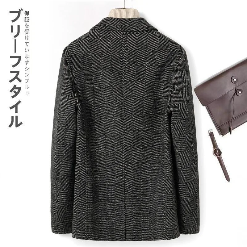 Spring and Autumn New Double sided Wool Suit Coat for Men's High end Casual Korean Woven Jacket Fashion Wear