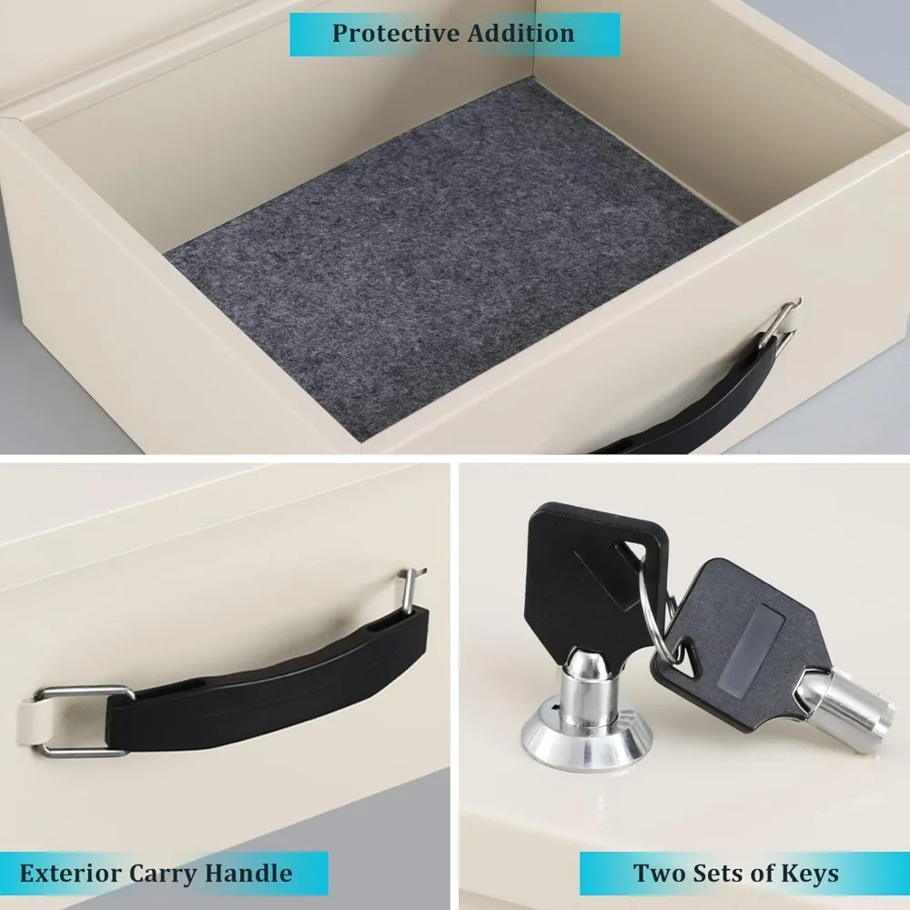 Портативный пожарный сейф с замком для ключей, огнестойкий металлический замок для документов, для дома, снаружи, автомобиля, бежевый