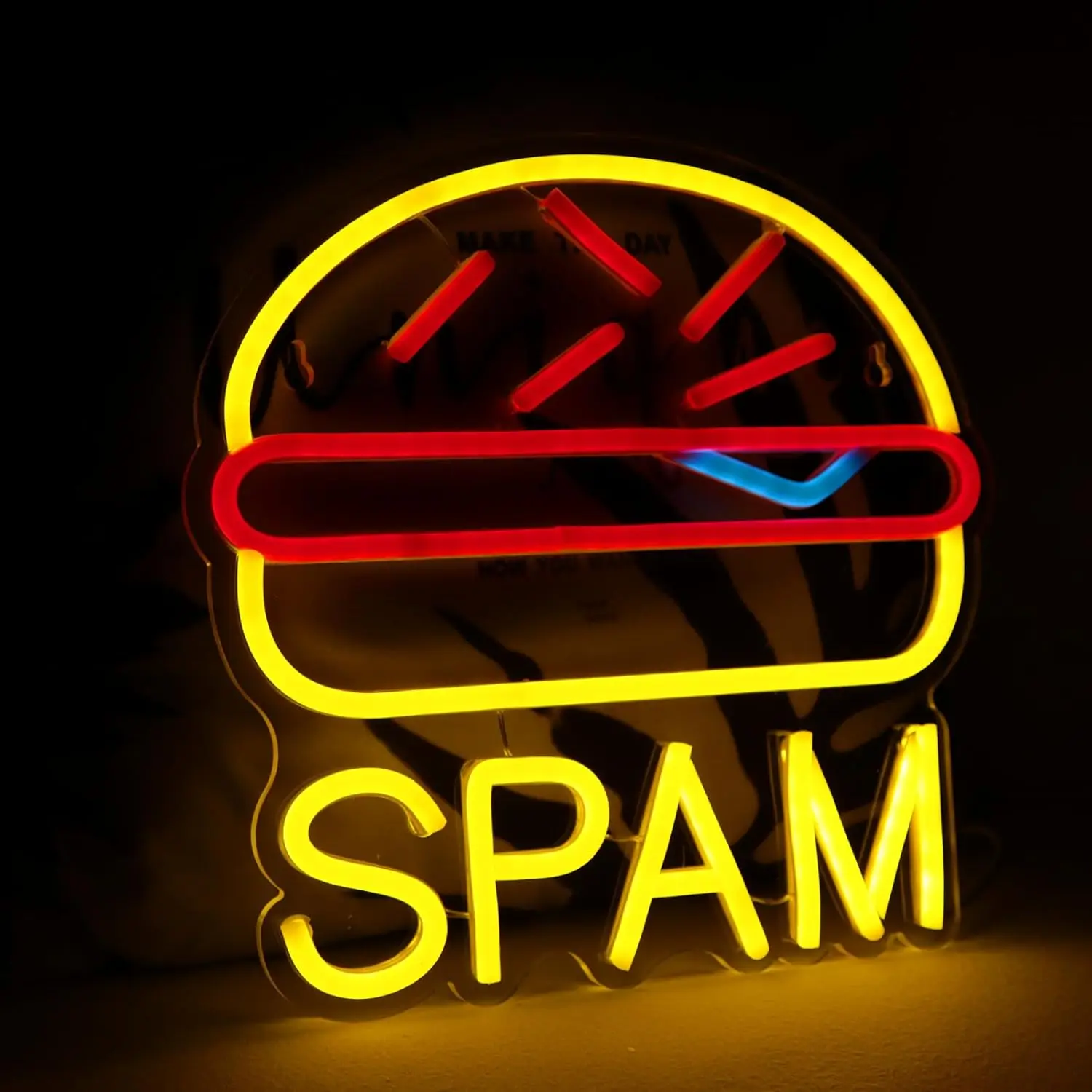 هامبورغ النيون علامة SPAM LED علامات الإضاءة علامة مفتوحة لمحلات البرجر المطاعم المطبخ حانة زخارف للحانات باهتة USB عيد الميلاد