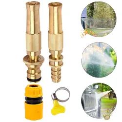 Spray Nozzle Water Gun Brass High Pressure Direct Spray Sprinkler Quick Connector 1/2'' Garden Hose Adjustable Pressure Washer