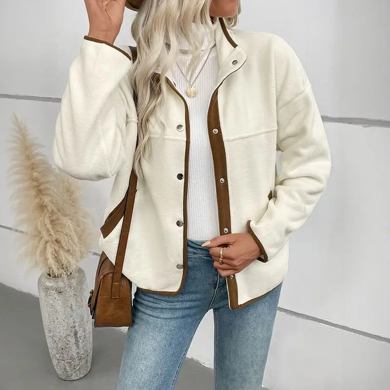 

2025 Autumn/Winter New Product - Color-Contrasting Woolen Plaid Casual Cardigan