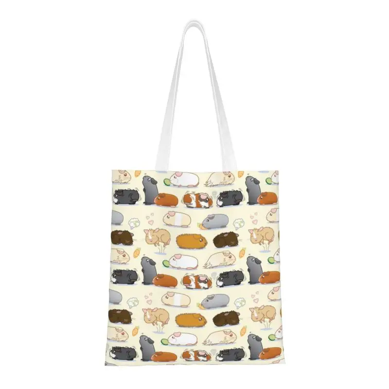 Guinea Pig Parade Grocery Shopping Bag Printing Canvas Shopper Tote Shoulder Bags Large Capacity Durable Domestic Cavy Handbag